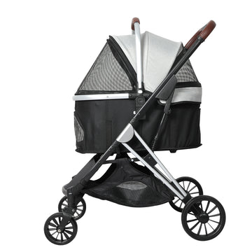 PaWz 4 Wheels Pet Stroller Dog Cat Pram Carrier Travel Foldable Aluminium 50kg PaWz